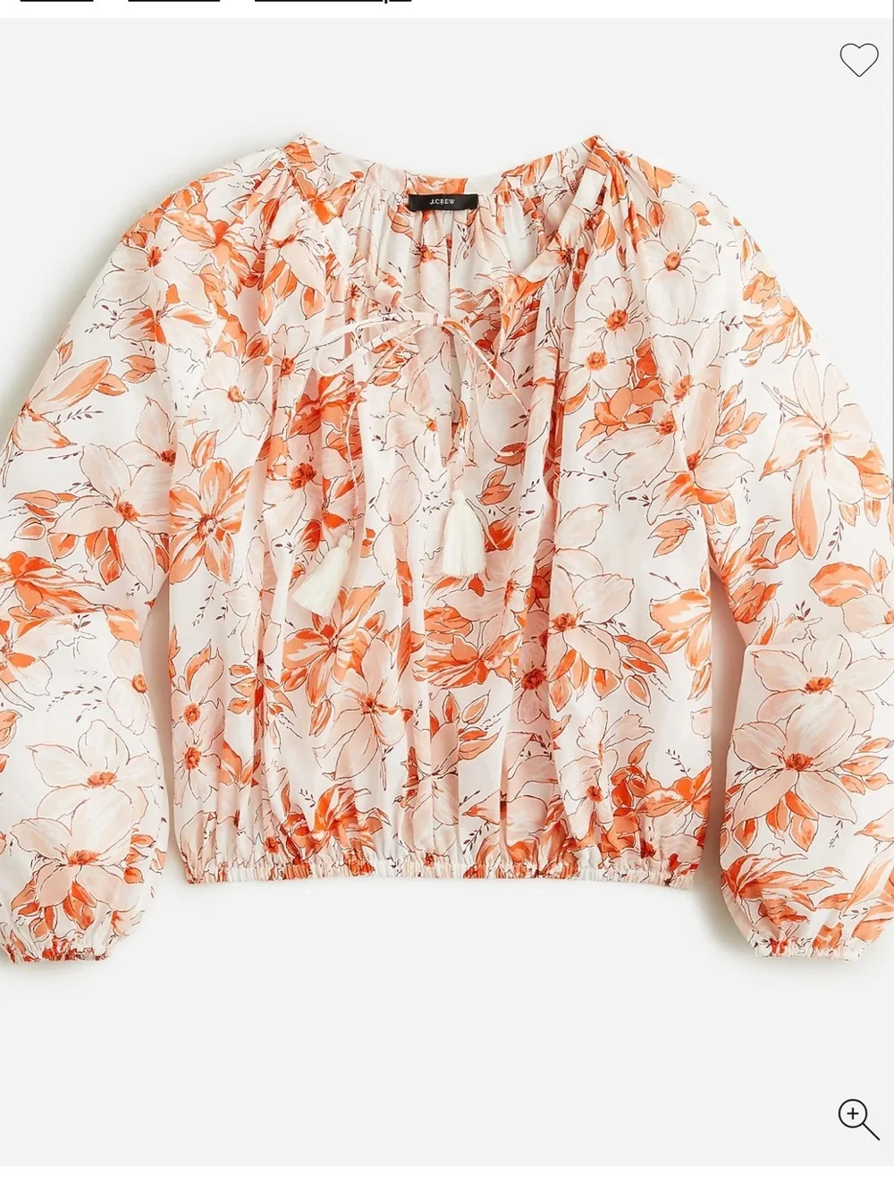 J.Crew tassel tie, breezy blooms floral cotton blend top lightweight NWOT